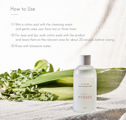 Hyggee All in One Care Cleansing Water Ingredients and how to use